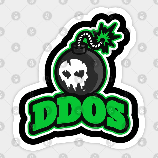 Hacker DDoS Attack Sticker by Cyber Club Tees